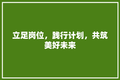 立足岗位，践行计划，共筑美好未来