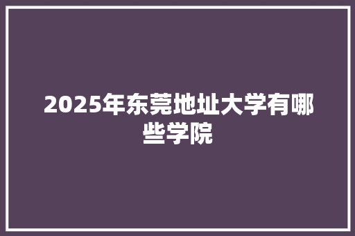 2025年东莞地址大学有哪些学院