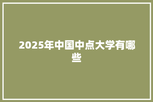 2025年中国中点大学有哪些