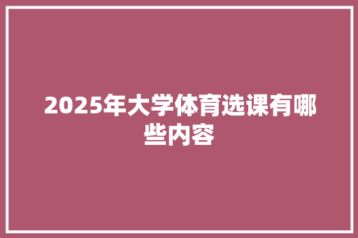 2025年大学体育选课有哪些内容