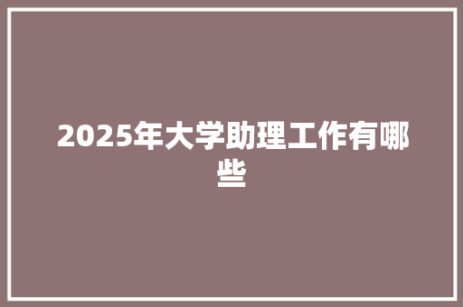 2025年大学助理工作有哪些