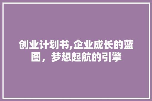 创业计划书,企业成长的蓝图，梦想起航的引擎