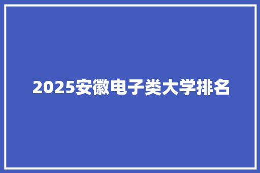 2025安徽电子类大学排名