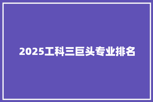 2025工科三巨头专业排名