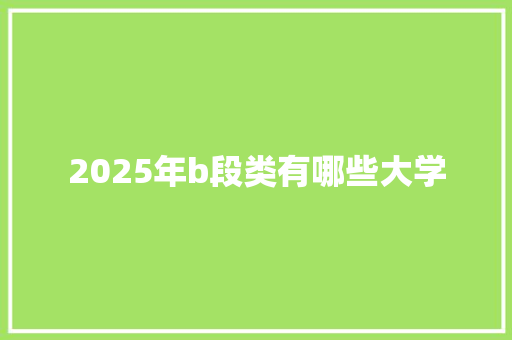 2025年b段类有哪些大学