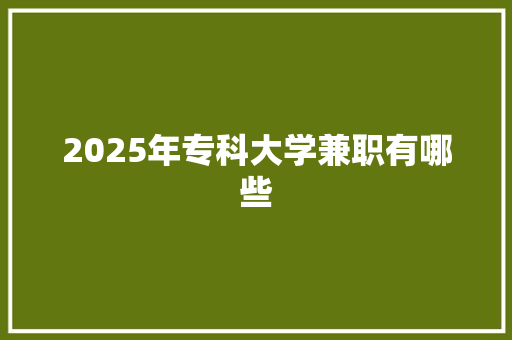 2025年专科大学兼职有哪些