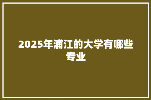 2025年浦江的大学有哪些专业