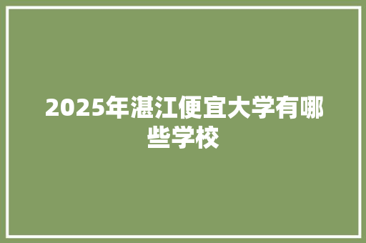 2025年湛江便宜大学有哪些学校