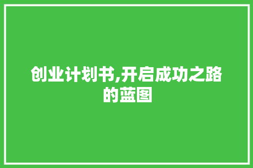 创业计划书,开启成功之路的蓝图
