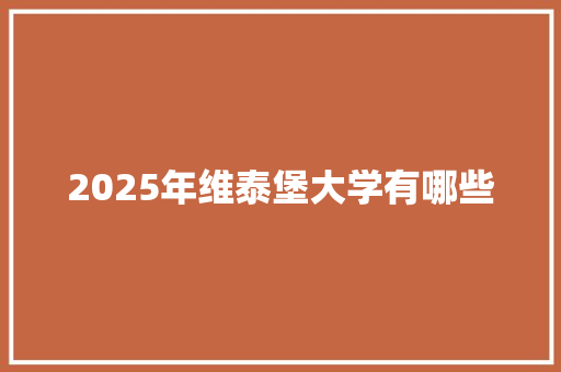 2025年维泰堡大学有哪些