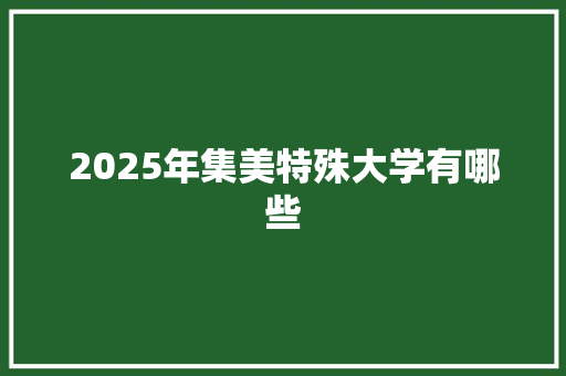 2025年集美特殊大学有哪些