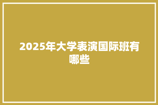 2025年大学表演国际班有哪些