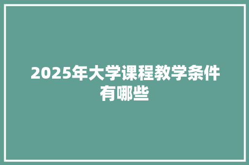 2025年大学课程教学条件有哪些