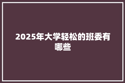 2025年大学轻松的班委有哪些