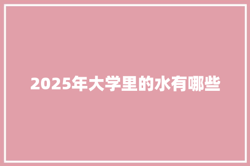 2025年大学里的水有哪些