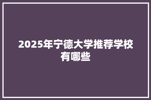 2025年宁德大学推荐学校有哪些