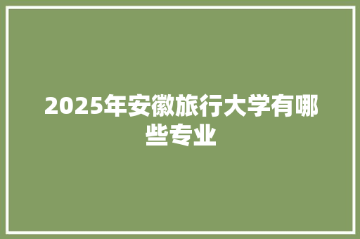 2025年安徽旅行大学有哪些专业