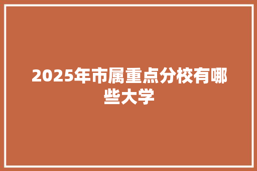 2025年市属重点分校有哪些大学
