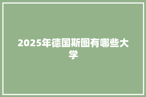 2025年德国斯图有哪些大学