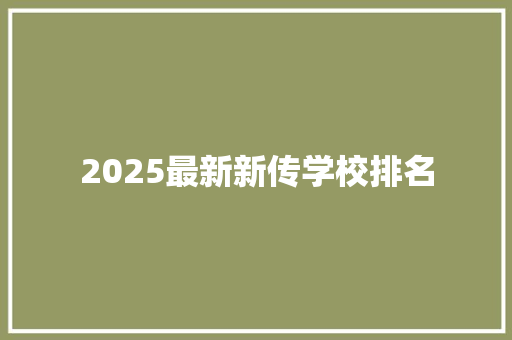2025最新新传学校排名