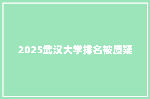 2025武汉大学排名被质疑