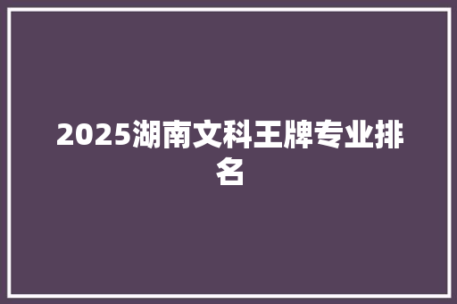 2025湖南文科王牌专业排名