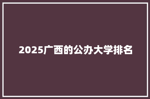 2025广西的公办大学排名