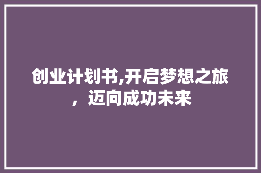 创业计划书,开启梦想之旅，迈向成功未来