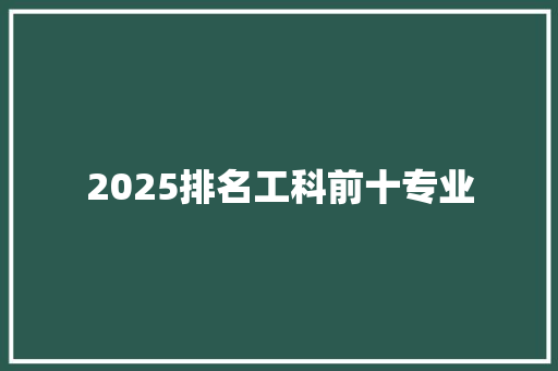 2025排名工科前十专业