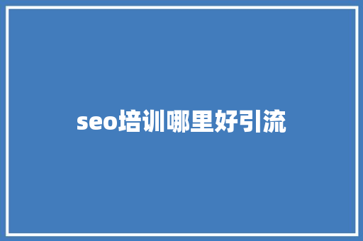 seo培训哪里好引流
