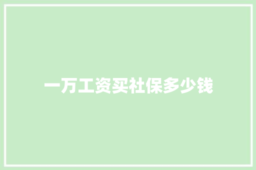一万工资买社保多少钱
