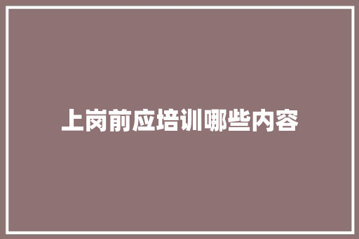 上岗前应培训哪些内容
