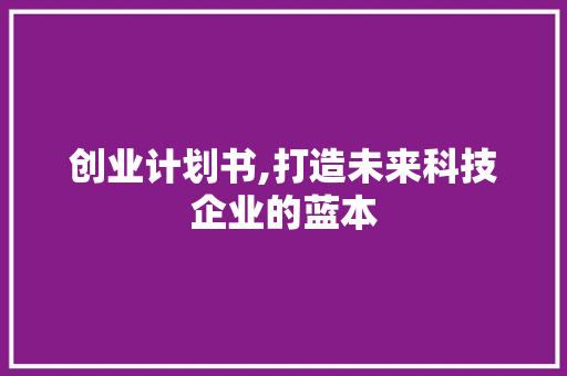 创业计划书,打造未来科技企业的蓝本