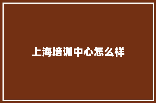 上海培训中心怎么样