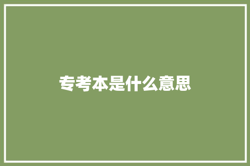 专考本是什么意思