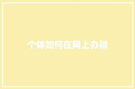 个体如何在网上办税