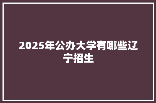 2025年公办大学有哪些辽宁招生