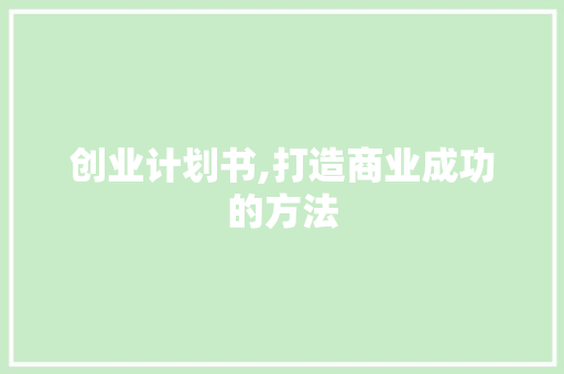 创业计划书,打造商业成功的方法
