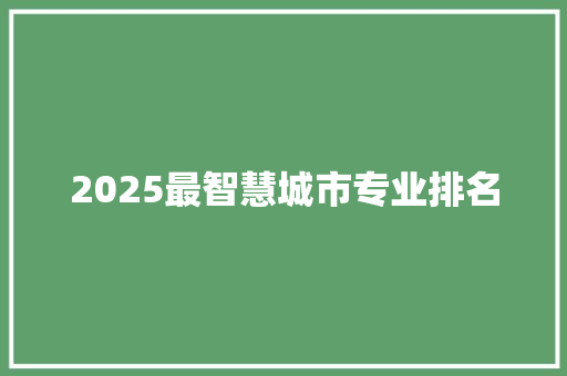 2025最智慧城市专业排名
