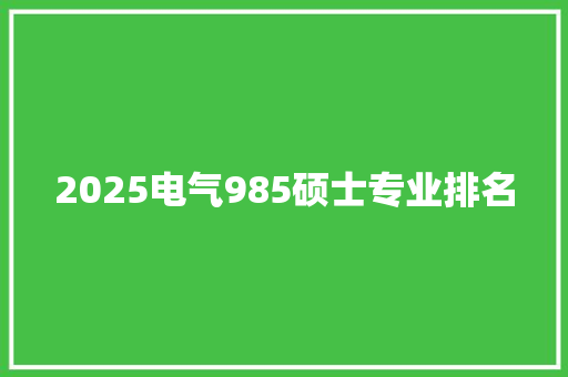 2025电气985硕士专业排名 商业计划书范文