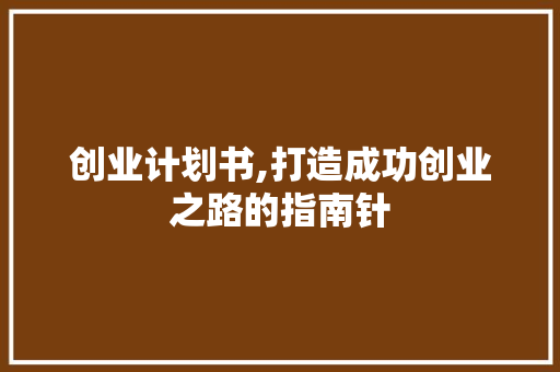 创业计划书,打造成功创业之路的指南针