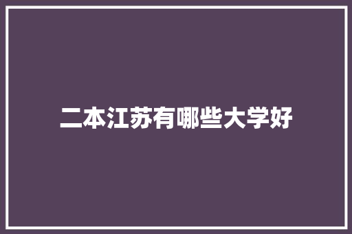 二本江苏有哪些大学好