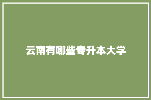 云南有哪些专升本大学
