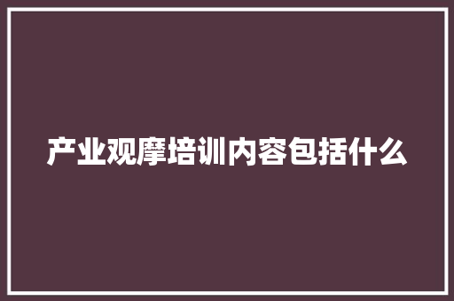 产业观摩培训内容包括什么