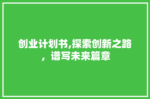 创业计划书,探索创新之路，谱写未来篇章