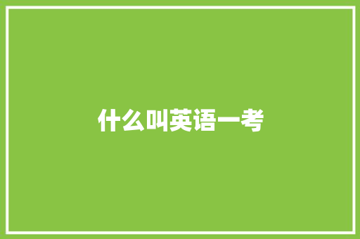 什么叫英语一考