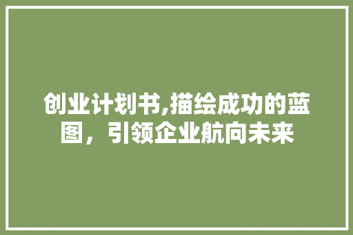 创业计划书,描绘成功的蓝图，引领企业航向未来