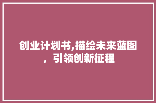 创业计划书,描绘未来蓝图，引领创新征程