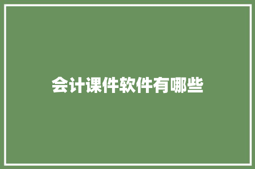 会计课件软件有哪些