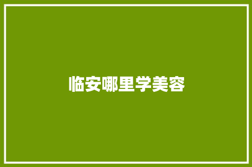 临安哪里学美容
